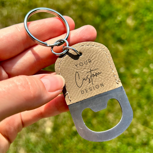 Custom Leatherette Keychain Bottle Openers