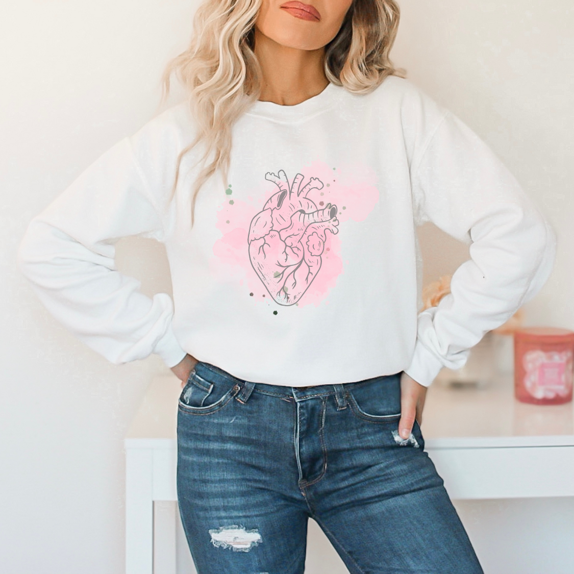 Anatomical top heart sweater